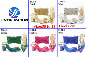 Màu Xanh Màu Ý Giày Túi Thiết Lập Với Đá Cao Gót Đám Cưới Phụ Nữ Giày Phù Hợp Với Túi Thiết Lập Cho Phụ Nữ - Product Image 2