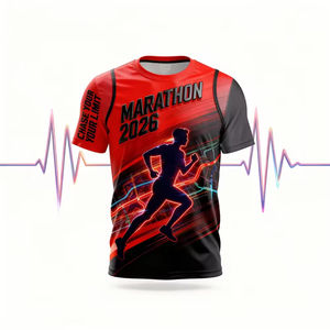 Camiseta Deportiva Personalizada 100% Poliéster Transpirable con Estampado Sublimado Completo, Corte Holgado, Interlock, Secado Rápido, para Maratón - Product Image 3