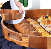 Plateau de service rond extra large en bois d'acacia massif pour table basse ottoman, grand plateau de cuisine, planche à fromage, plateau à charcuterie