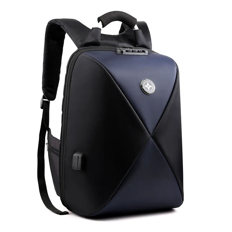 2019 new design metal handle wholesale custom logo usb charging hardshell anti theft backpack