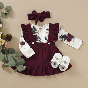Ensemble de vêtements pour bébé fille nouveau-né, mode 2021 : Body floral, Combinaison, Hauts, T-shirt, Jupes à bretelles, Bandeau à nœud - Product Image 5