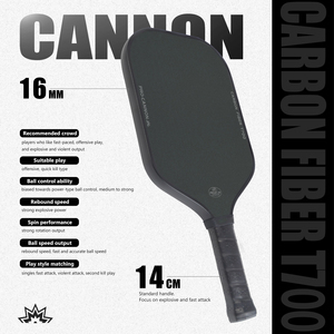 Raqueta de Pickleball Profesional FitSpark Cannon de Fibra de Carbono T700, Juego Completo sin Bordes, Entrenamiento, 16 mm, Duradera, Aprobada por la USAPA - Product Image 3