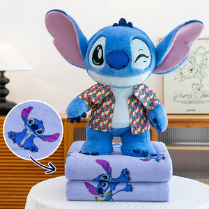 Peluche Cartoon Stitch all'Ingrosso, Cuscino per Dormire, Coperta da Viaggio 2-in-1, Coperta per Auto con Aria Condizionata, Coperte per Pisolino, Regali per Bambini - Product Image 3