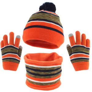 Enfant en bas âge 3-6 rayé Pom Beanie <span class=keywords><strong>gant</strong></span> cache-cou hiver enfants chapeau écharpe et gants 3 pièces ensemble pour garçons et filles - Product Image 5