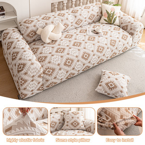 Bohemian Style Geometric <b>Sofa</b> <b>Cover</b> Full Coverage Non Slip Machine Washable 90 X 160 Cm Shu Mian Rong Fabric - Product Image 4