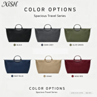 Sac de voyage grand format pour achats groupés, en nylon imperméable avec garniture en cuir véritable, idéal pour les courts séjours d'affaires