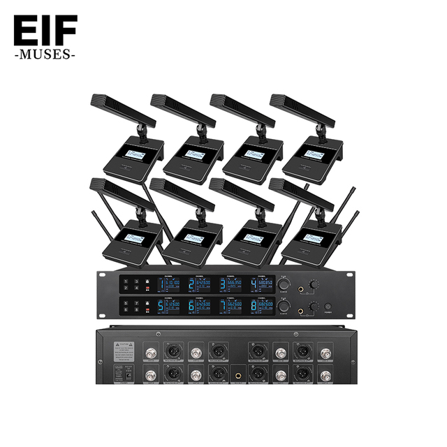 High Sensitive Table Base Microfone 8 Channel UHF Professional Gooseneck Conference Microphone for Meeting Room