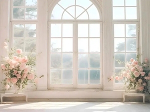 Fondo de fotografía primavera ventana flores pared blanca interior mujeres cumpleaños boda retrato foto telón de fondo sesión fotográfica - Product Image 2