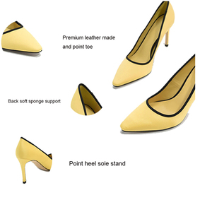 100% vera pelle tacco alto signore alla moda Design giallo <span class=keywords><strong>tacchi</strong></span> <span class=keywords><strong>alti</strong></span> scarpe per le donne - Product Image 2