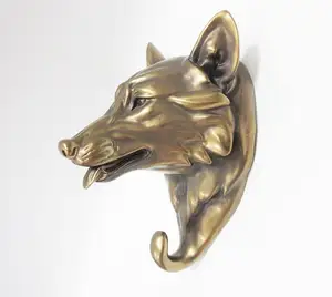 Wilde Tier Kopf Einzigen Wand Haken Aufhänger Tier Form Rustikalen Faux Bronze Dekorative Wand Skulptur (wolf) home dekoration