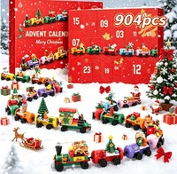 Boîte mystère à déchirer à la main en ABS pour compte à rebours de Noël transfrontalier, blocs de construction DIY, Élan, Voiture, Père Noël, 12-en-1