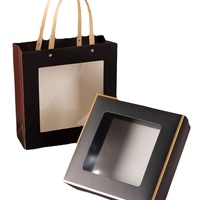 Transparente Quadratische Geschenkbox mit Fenster, Bronziert, Hohl, Faltbar, Raffia, Weiße Kartonverpackung mit Griff