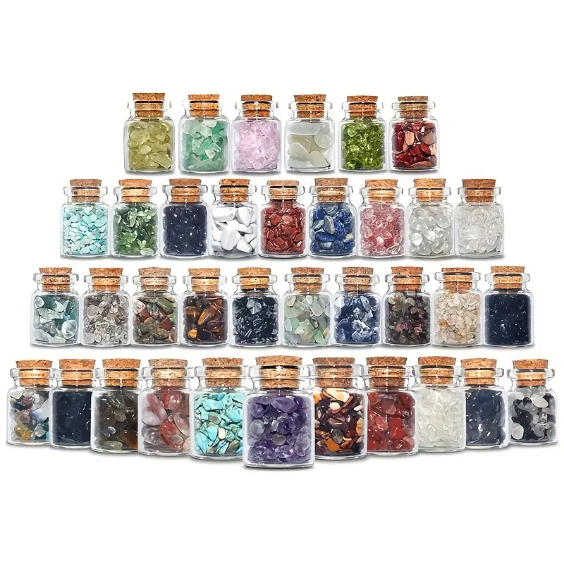 Wholesale Natural Crystal Gravels Wishing Bottle GemGlass Bottle Crystal chips Gift Magic meditation gem Decoration