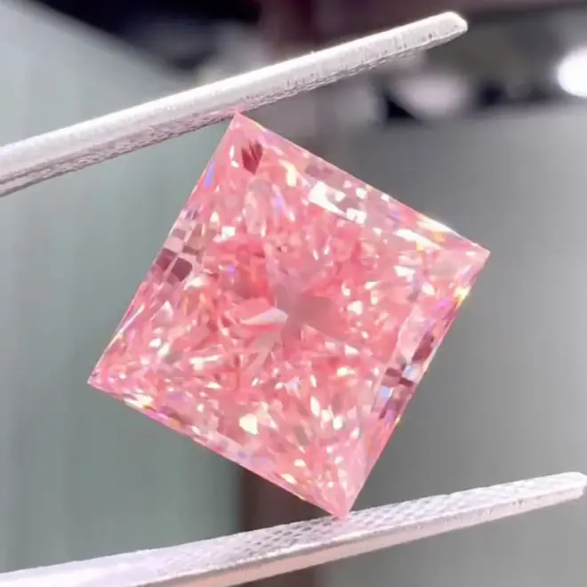 Diamant rose starsgem 10.01ct carré taille princesse diamant rose de laboratoire