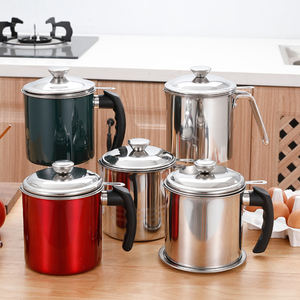 Jarra de aceite de hoja suelta para té y cocina, recipiente de aceite de bacón con bandeja de posavasos, 0,34 unidades - Product Image 6