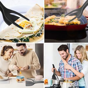 Đa chức năng Silicone chiên trứng Turner đôi thìa thực phẩm Clip <span class=keywords><strong>2</strong></span> trong 1 thìa Grip lật kẹp xẻng bếp thìa - Product Image 2