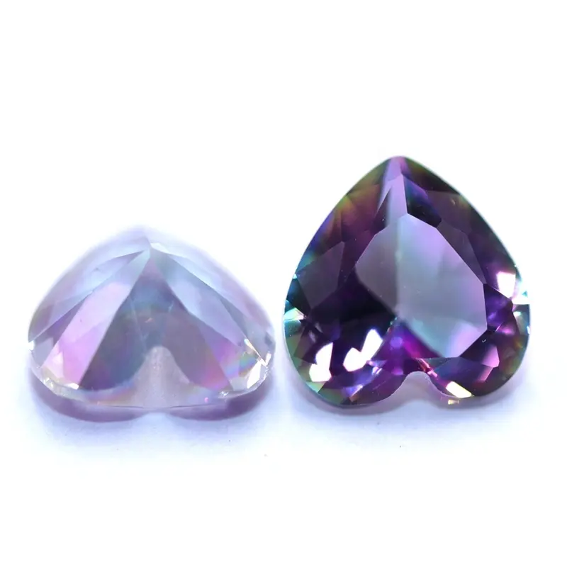 Redleaf-gemas sintéticas sueltas de arcoíris, gemas cortadas con diamantes de imitación, piedra en forma de corazón, cristal