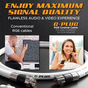 <span class=keywords><strong>Cable</strong></span> <span class=keywords><strong>coaxial</strong></span> RG6 <span class=keywords><strong>Cable</strong></span> <span class=keywords><strong>coaxial</strong></span>, macho F chapado en oro Nylon-Trenzado TV digital Antena AV con adaptador macho <span class=keywords><strong>a</strong></span> hembra en ángulo - Product Image 6