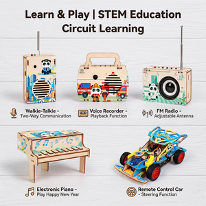 ชุดหุ่นยนต์อิเล็กทรอนิกส์ไม้ DIY <span class=keywords><strong>5</strong></span> in 1 สำหรับการศึกษา<span class=keywords><strong>แบบ</strong></span> STEAM ขายส่ง - Product Image 3