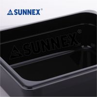 Plat de service alimentaire rectangulaire Sunnex GN 1/2 en polycarbonate noir et acier inoxydable, profondeur 4 pouces, empilable, durable, avec logo OEM