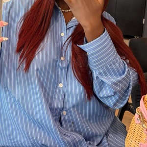 Women's Striped 2 Piece Set - Long Sleeve Button <b>Down</b> Shirt & Wide Leg <b>Pants</b> Fashion - Product Image 2