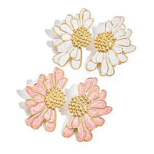 Pendientes de Flor con Cristales, Chapados en Oro Blanco sobre Acero Inoxidable, Joyería para Mujer, Accesorios de Moda - Product Image 1