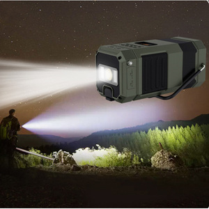 Radio d'urgence portable avec lumière LED, haut-parleur Bluetooth AM/FM, batterie rechargeable, pour camping en extérieur, couleur verte - Product Image 2