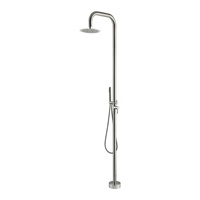 Ensemble de douche extérieure transfrontalier pour villas, piscines et centres de baignade - autoportant, à poser au sol, finition brossée, eau chaude/froide