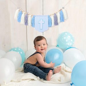 Guirnalda <span class=keywords><strong>de</strong></span> Borlas Cruzadas para Silla Alta, Decoraciones para la <span class=keywords><strong>Primera</strong></span> Comunión <span class=keywords><strong>de</strong></span> Niños, Tema <span class=keywords><strong>de</strong></span> Cruz, Borlas Azules, Guirnalda <span class=keywords><strong>de</strong></span> Cuentas <span class=keywords><strong>de</strong></span> Madera - Product Image 3