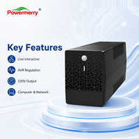 UPS Line Interactive 1000VA 230V 50Hz dengan AVR, Catu Daya Cadangan dengan USB dan LCD untuk Router Jaringan Kantor, Peralatan POS, Penggunaan Sehari-hari (EU)