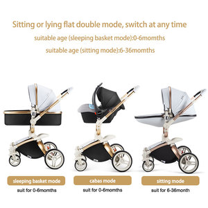 Plus cher Diamant 3 dans 1 Gros De Luxe Bébé Landau 2 dans 1 En Cuir Matériaux De Haute Paysage Chaude Maman Bébé Poussette - Product Image 3