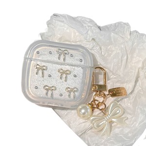 Funda de Silicona Transparente con Lazo de Moda para <span class=keywords><strong>Airpods</strong></span> 1 2 3 4 Gen, con Purpurina, para <span class=keywords><strong>Airpods</strong></span> Pro 3, Venta al Por Mayor - Product Image 5