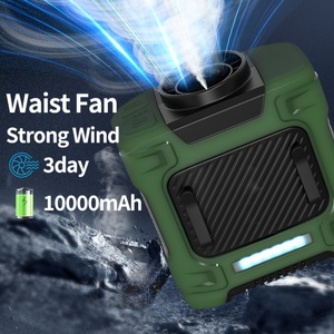 Portable 10000mah Wearable Fan LED Leafless Waist Clip <b>Three</b>-Speed Indoor/Outdoor Travel Cooling Fan Emergency Power Battery - Product Image 2