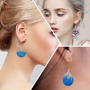 Diskon besar cetakan liontin perhiasan Resin epoksi cetakan anting daun bunga silikon cetakan silikon tetesan air - Product Image 5