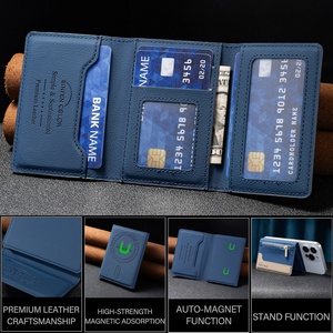 Từ Ví Dây Kéo Da Nghiên Cứu Chân Đế Hợp Thời Trang Chủ Thẻ Thẻ Khe Cắm Thẻ Cho Điện Thoại Trở Lại Bìa Chức Năng Hands-Free Thiết Kế - Product Image 6