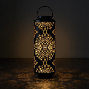 Portavelas votivas altos de metal negro al por mayor con diseño de mandala calado para decoración de bodas - Product Image 6