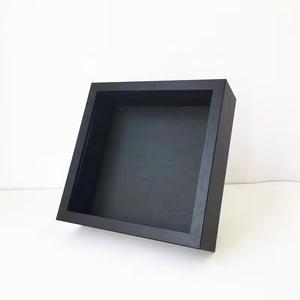 صندوق ظلال بلوط أبيض وأسود MDF ثلاثي الأبعاد عميق مع إطار فن زخرفي من الزجاج العضوي - Product Image 3