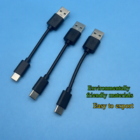 Kabel Pengisian Daya Tipe-C Pendek Panjang 10cm PVC Ramah Lingkungan Kabel Pengisian Cepat USB-ke-Tipe-C Berkualitas Tinggi 2A Hitam