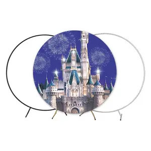 Hot selling customized size round circle princess castle backdrop stand wall cover for sale wedding decoration birthday part