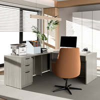 Ensemble de bureau de direction en forme de L avec armoire de rangement à 3 tiroirs pour PDG BOSS Ensemble de bureau de direction de luxe