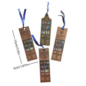 High Quality Bookshelf Bookcase Bookmark Wooden Crafts Pendant DIY Wood Bookmarks - Product Image 4