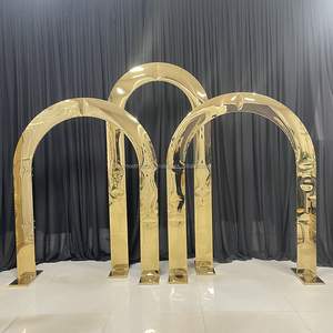 Soporte de arco de Metal plateado dorado de acero inoxidable brillante liso moderno Simple para eventos escenario telón de fondo espejo decoración de fondo - Product Image 4
