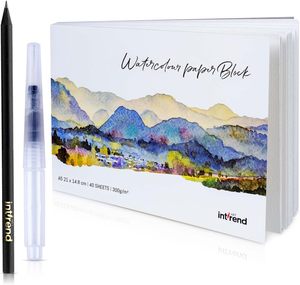 Bloc de <span class=keywords><strong>papier</strong></span> <span class=keywords><strong>aquarelle</strong></span> Intrend <span class=keywords><strong>A3</strong></span> <span class=keywords><strong>300g</strong></span>/m² 20 pages avec réservoir d'eau, pinceau et crayons pour la peinture - Product Image 3