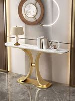 Table console d'entrée en marbre de luxe légère et dorée Table console moderne pour couloir de salle à manger Meubles de salon