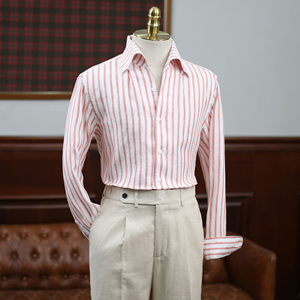 Camicia in Lino da Uomo con Colletto Unico, Estiva, Casual, Elegante, a Maniche Lunghe, Traspirante, Premium e di Lusso - Product Image 1