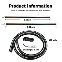 Bande lumineuse d'ambiance pour pare-brise de voiture, en fibre optique acrylique irisée, insonorisante, 140cm/150cm, 12V, sans câblage, contrôle par application