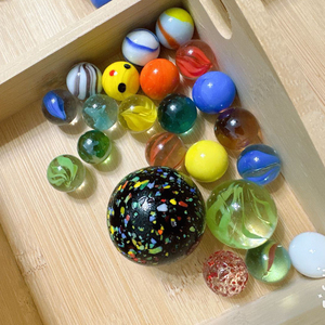 Billes de <span class=keywords><strong>verre</strong></span> en cristal de haute qualité, 16 mm, couleur unie, lustre métallique, faites à la main, motif floral, toucher réel, assortiment pour Noël et jeux - Product Image 3