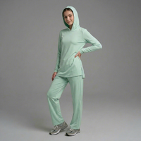 Ensemble tunique et pantalon à capuche modeste pour femmes musulmanes, design personnalisé, vêtements de sport, survêtement, vente en gros, fournisseur d'usine, OEM