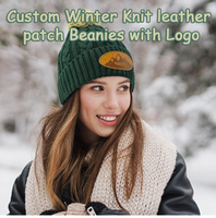 Mode bas quantité minimale de commande chapeaux d'hiver garder au chaud chapeau bonnet avec patch en cuir personnalisé Logo bonnet à revers chapeau