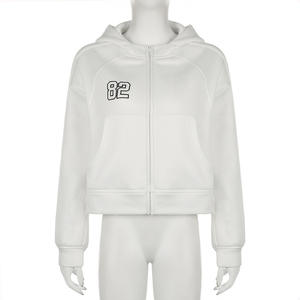 Automne hiver Streetwear brodé dames sweat à capuche femmes poches amples fermeture éclair Cardigan veste manteau hauts sweats à capuche <span class=keywords><strong>pour</strong></span> femmes - Product Image 6